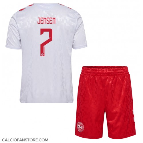 Maglia Calcio Danimarca Mathias Jensen #7 Seconda Divisa Bambino Europei 2024 Manica Corta (+ pantaloncini)